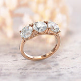 2.1ct Round Cut Moissanite Three Stone Engagement Ring 14k Rose Gold Plated