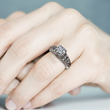 1.7ct Round Cut Diamond Engagement Ring 14k White Gold Finish Filigree Vintage