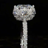 5Ct Round Cut Diamond Iced Queens Cocktail Engagement Ring 14K White Gold Finish