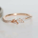 0.5ct Marquise Simulated Diamond Petal Leaf Engagement Ring 14k Rose Gold Plated