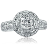 1.45ct Round Cut Diamond Engagement Ring Dual Halo Split Band 14k WhiteGold Over