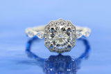 2ct Round Cut Diamond Engagement Ring Stylish Halo Solitaire 14k White Gold Over
