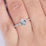 2.2ct Oval Cut VVS1D Diamond Round Accents Engagement Ring 14k White Gold Finish