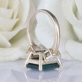 4ct Green Emerald Cut Engagement Ring Diamond Accent Trilogy 14k YellowGold Over