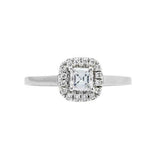1.6ct Asscher Cut Diamond Engagement Ring Halo Solitaire 14k White Gold Finish