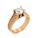 2.6ct Round Cut Diamond Engagement Ring 14k Rose Gold Finish Leaves Filigree