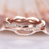 Infinity Twist Design Wedding Ring Band 1ct Round Cut Diamond 14k Rose Gold Over