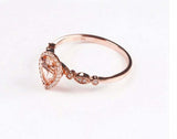 1.75ct Engagement Ring Pear Cut Peach Morganite Halo 14k Rose Gold Finish