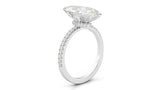 Hidden Halo Engagement Ring 1.5ct Marquise Cut Diamond 14k White Gold Finish