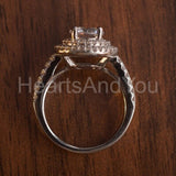 2.2ct Round Cut Moissanite Dual Halo Women Engagement Ring 14k White Gold Plated
