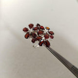 4ct Engagement Ring Pear Cut Red Garnet Floral Cocktail 14k White Gold Finish