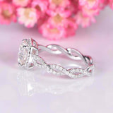 2ct Cushion Cut VVS1 Diamond Engagement Ring Twist Infinity 14k White Gold Over
