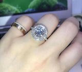 4Ct Round Cut Diamond Dual Halo Elegant Engagement Ring 14K White Gold Finish