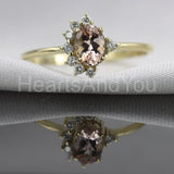 1ct Oval Cut Simulated Morganite Unique Engagement Ring 14k Yellow Gold Plated