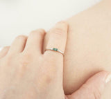 0.2ct Engagement Ring Baguette Cut Green Emerald Trilogy 14k White Gold Finish