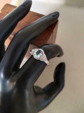 2ct Engagement Ring Oval Cut Blue Aquamarine Cluster Halo 14k White Gold Finish