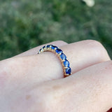 0.3ct Round Cut Simulated Sapphire Half Eternity Wed Band 14k Yellow Gold Plated