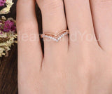 0.5ct Round Cut Moissanite Chevron Bezel Set Wedding Band 14k Rose Gold Plated