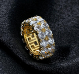 5Ct Round Cut Diamond Two Row Eternity Wedding Ring Band 14K Yellow Gold Finish