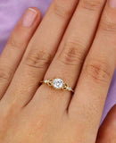 1.2ct Round Cut Diamond Engagement Ring Art Deco Milgrain 14k Rose Gold Finish