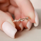 0.1ct Round Cut Moissanite Twig Vine Women Wedding Band 14k Yellow Gold Plated
