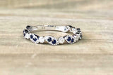 0.3ct Round Cut Blue Sapphire Wedding Band 14k White Gold Finish Half Eternity