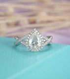 Halo Infinity Split Band Engagement Ring 2ct Pear Cut Diamond 14k WhiteGold Over