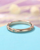 0.5ct Round Cut Emerald Milgrain Eternity Wedding Ring Band 14k Rose Gold Over