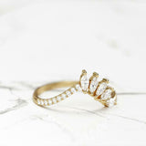 Stackable Curved Engagement Ring 1.4ct Marquise Cut Diamond 14k Yellow Gold Over