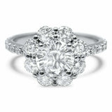2.5ct Round Cut Diamond Engagement Ring Halo Floral Solitaire 14k WhiteGold Over