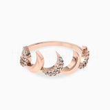 0.1ct Round Cut Moissanite Moon Crescent Engagement Ring 14k Rose Gold Plated