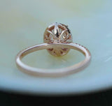2ct Oval Cut Peach Morganite Engagement Ring Halo 14k Rose Gold Over with Accent