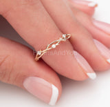 0.1ct Round Cut Moissanite Twig Vine Women Wedding Band 14k Rose Gold Plated