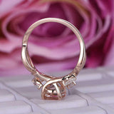 1.6ct Round Morganite Engagement Ring Floral Leaf Solitaire 14k Rose Gold Finish