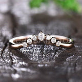 0.2ct Round Cut Moissanite Curved Minimalist Wedding Band 14k Yellow Gold Plated