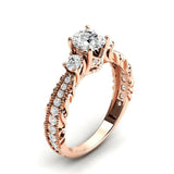 2ct Round Cut Diamond Filigree Solitaire Round Accent Ring 14k Rose Gold Finish