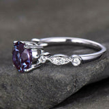 2.1ct Round Cut Purple Amethyst Solitaire with Accent Ring 14k White Gold Finish