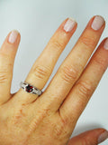 1.4ct Round Red Garnet Engagement Ring 14k WhiteGold Finish Milgrain Split Shank