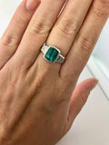 2ct Cushion Cut Green Emerald Engagement Ring Five Stone 14k White Gold Finish
