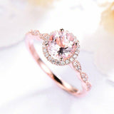2ct Round Cut Peach Morganite Engagement Ring Diamond Halo 14k Rose Gold Finish