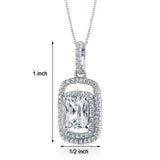 3Ct Radiant Cut VVS1 Diamond Double Halo Pendant 14K White Gold Finish NO CHAIN