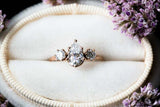 Round Accent Trilogy Engagement Ring 1.5ct Pear Cut Diamond 14k Rose Gold Finish