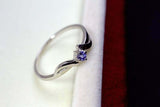 0.25ct Engagement Ring Round Cut Blue Tanzanite Swirl Twist 14k WhiteGold Finish