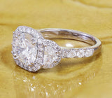 Halo Accent Solitaire Engagement Ring 3ct Round Cut Diamond 14k WhiteGold Finish