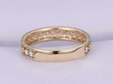 2ct Round Cut Diamond Wedding Band Three Row 3/4th Eternity 14k Yellow Gold Over