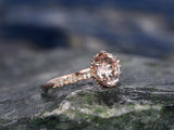1.7ct Oval Cut Peach Morganite Diamond Accent Engagement Ring 18K Rose Gold Over