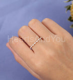 0.3ct Marquise Simulated Diamond Single Prong Wedding Band 14k Rose Gold Plated