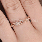0.15ct Round Cut Moissanite Floral Leaf Vine Wedding Band 14k Rose Gold Plated