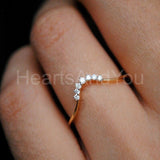0.25ct Round Cut Moissanite Curved Stackable Wedding Band 14K Yellow Gold Plated