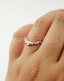 0.2ct Round Cut Moissanite Curved Minimalist Wedding Band 14k Rose Gold Plated